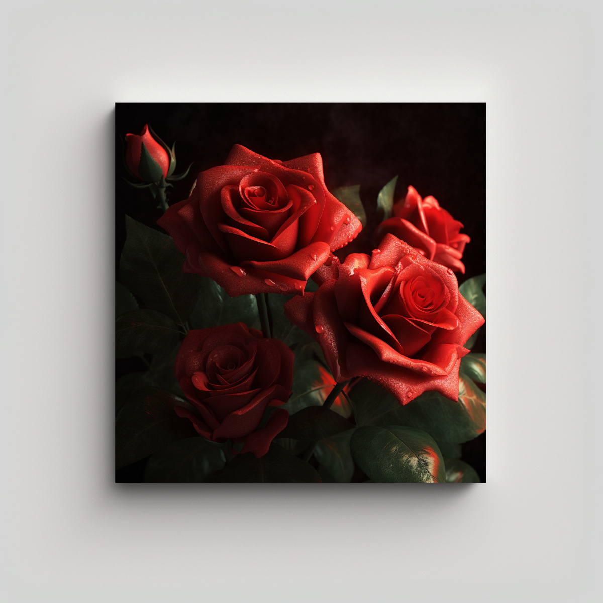 ARTE DE PARED MINIMALISTA: ROSAS ROJAS REALISTAS 60X60 CM - 1