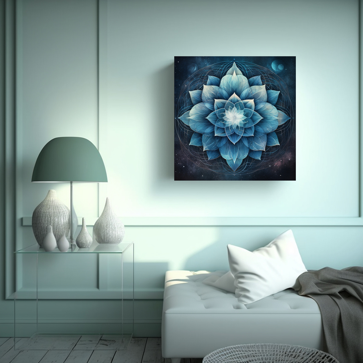 MANDALA FLORAL VOLANDO: ARTE DE PARED INSPIRADOR 30X30 CM - 2