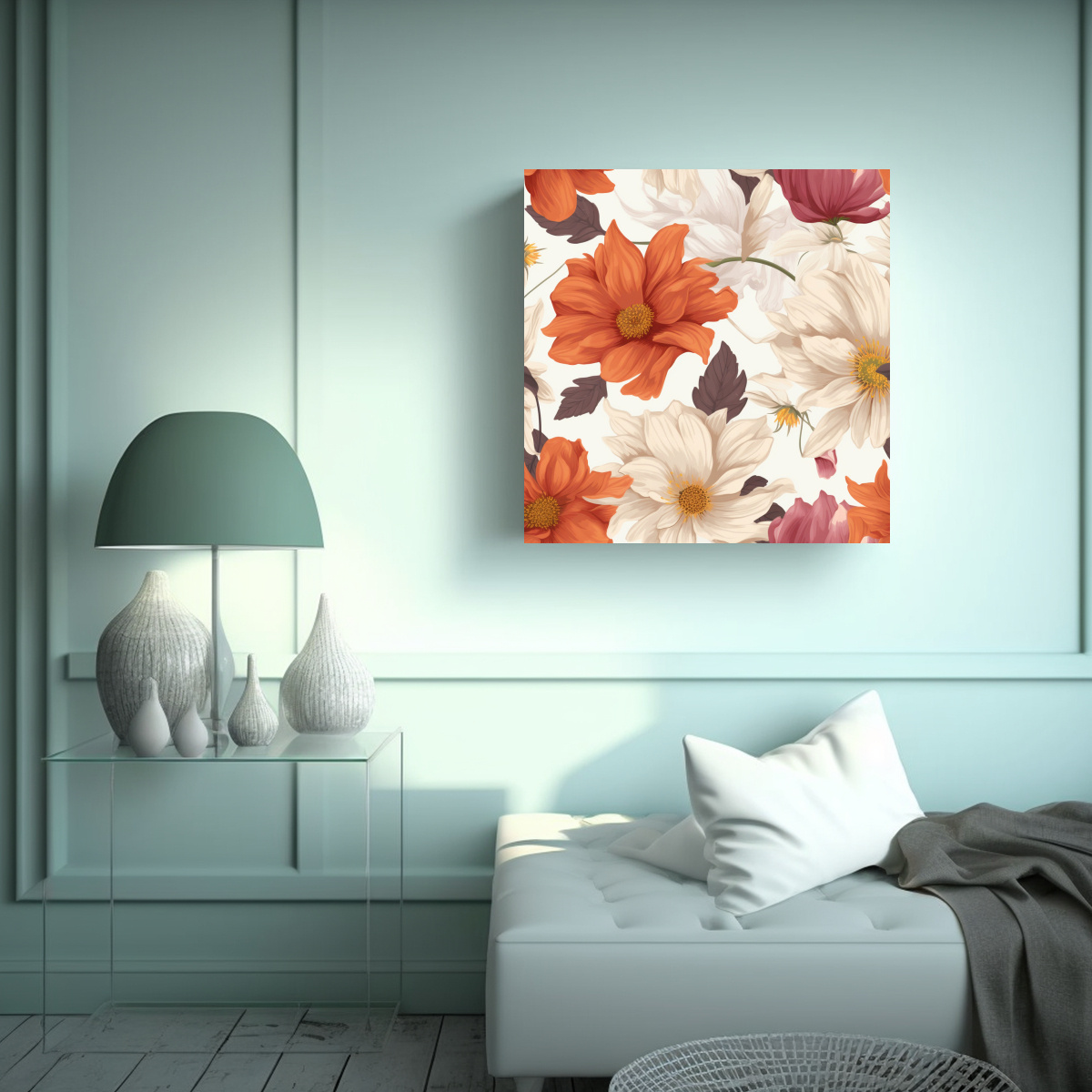 CUADROS DECORATIVOS DE FLORES Y FINAS LÍNEAS 90X90 CM - 2