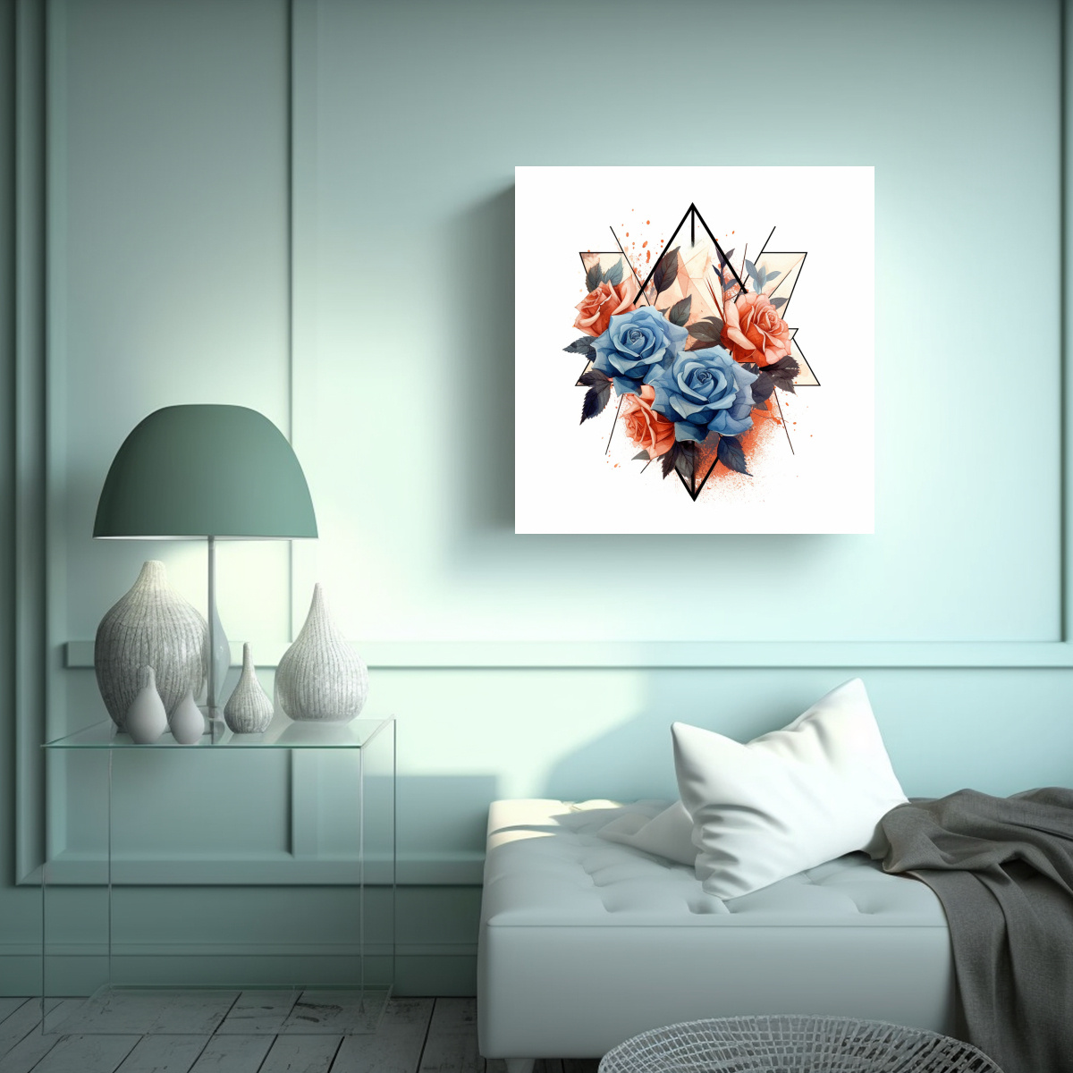 ROSES GEOMETRY CONCEPTUAL ARTE BLANCO 100X100 CM - 2