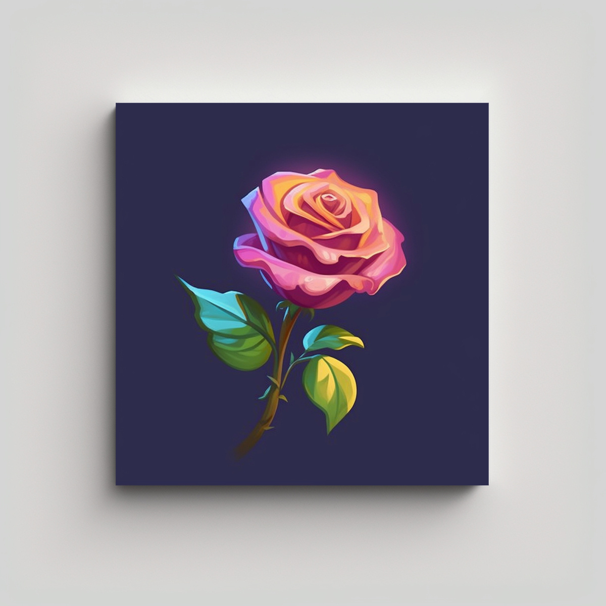 CUADRO DECORATIVO DE FLOR ROSA ABSTRACTA PARA 60X60 CM - 1