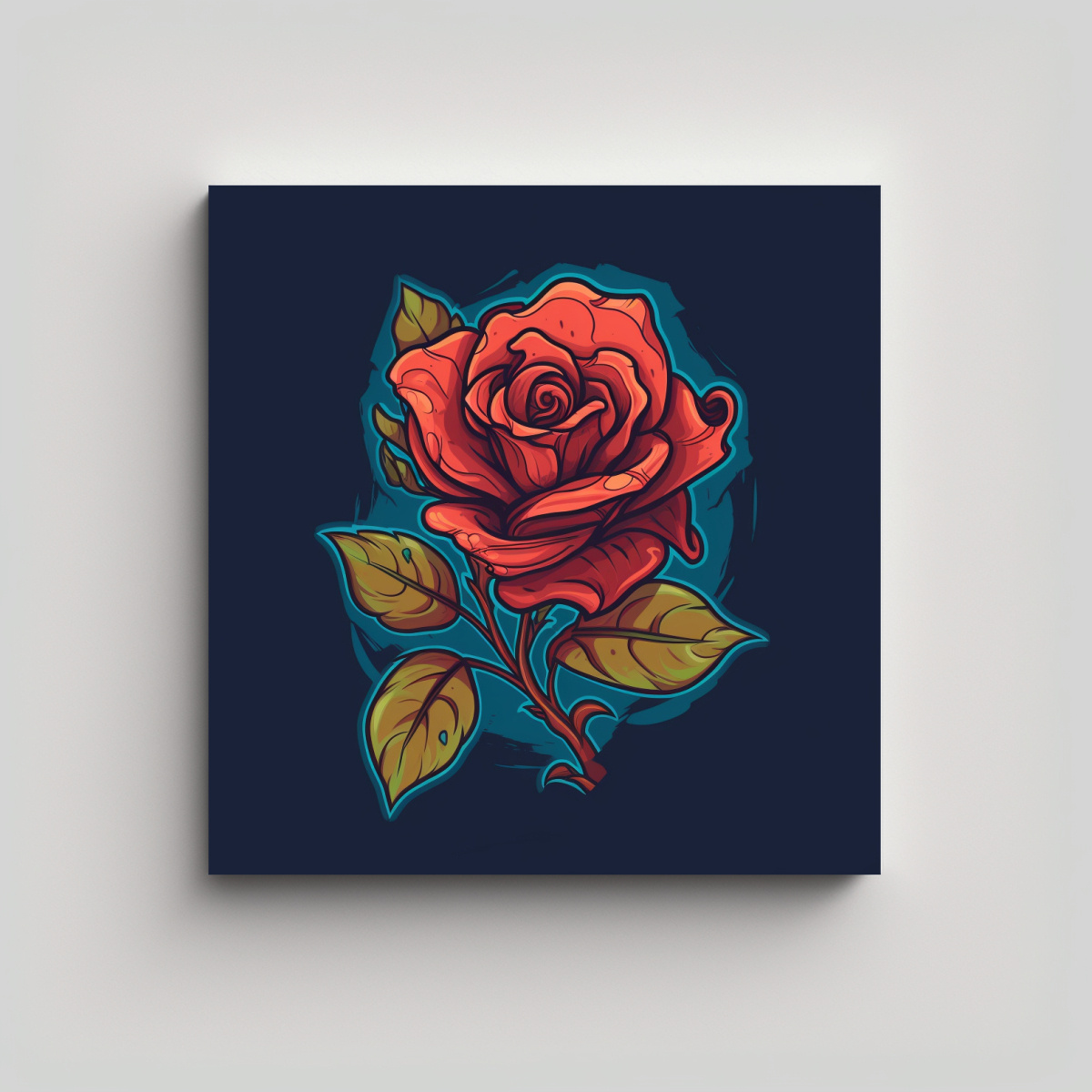 ILUSTRACIÓN DE ROSA EN PLENITUD: PROTAGONISMO EN 20X20 CM - 1