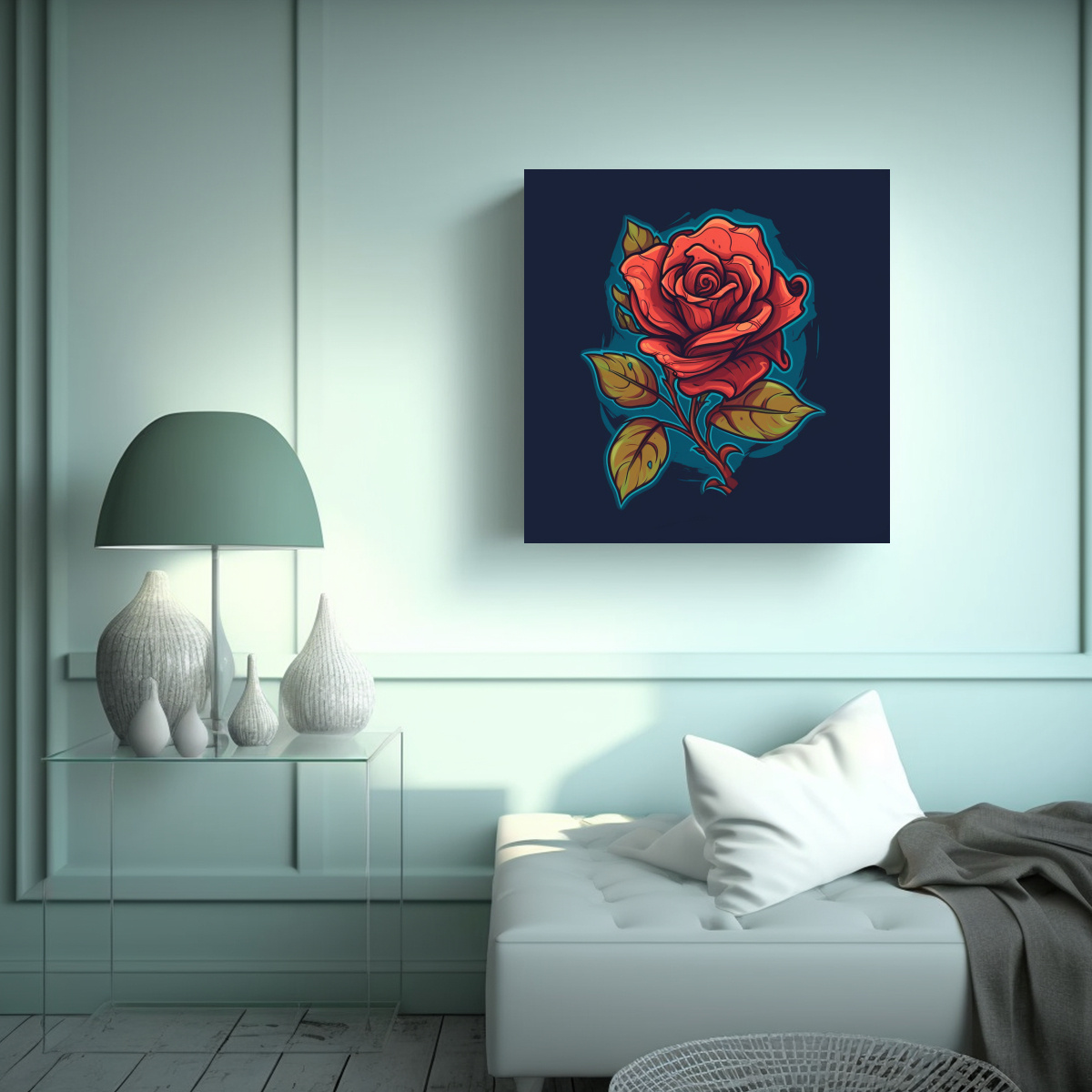 ILUSTRACIÓN DE ROSA EN PLENITUD: PROTAGONISMO EN 20X20 CM - 2