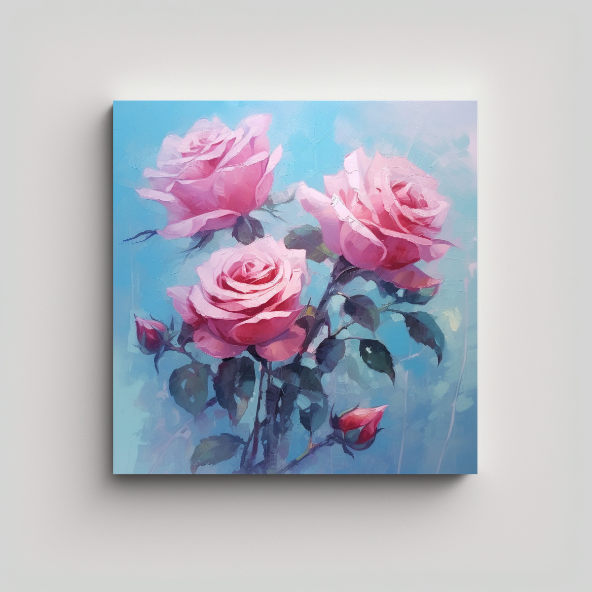 COMPOSICIÓN ESPECTACULAR DE ROSAS ROSADAS EN 30X30 CM - 1