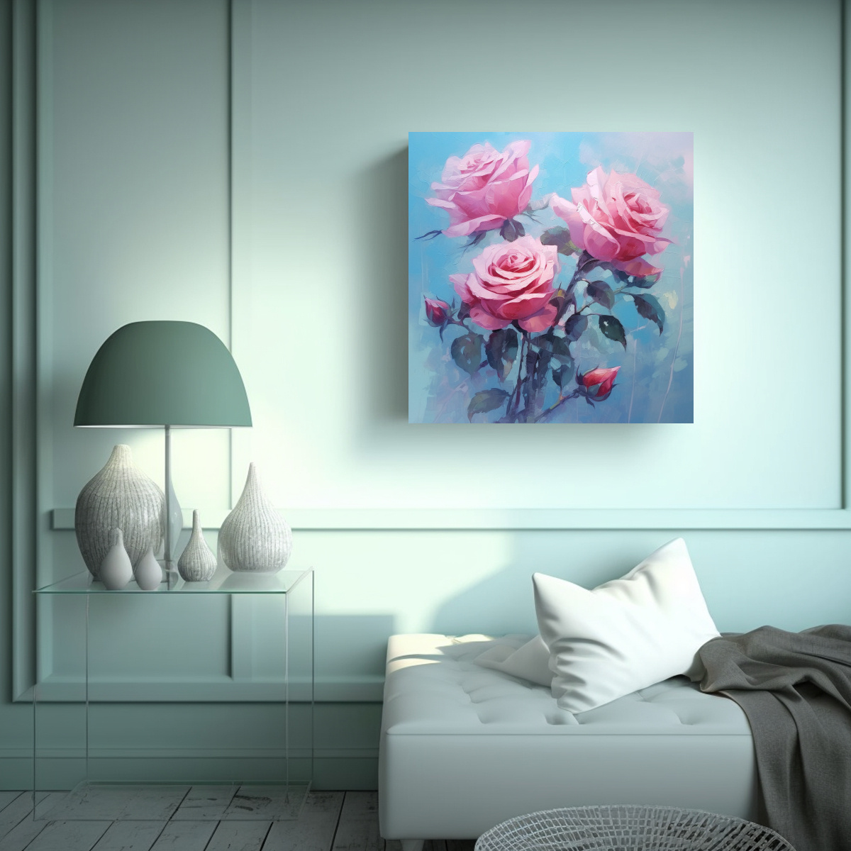 COMPOSICIÓN ESPECTACULAR DE ROSAS ROSADAS EN 30X30 CM - 2