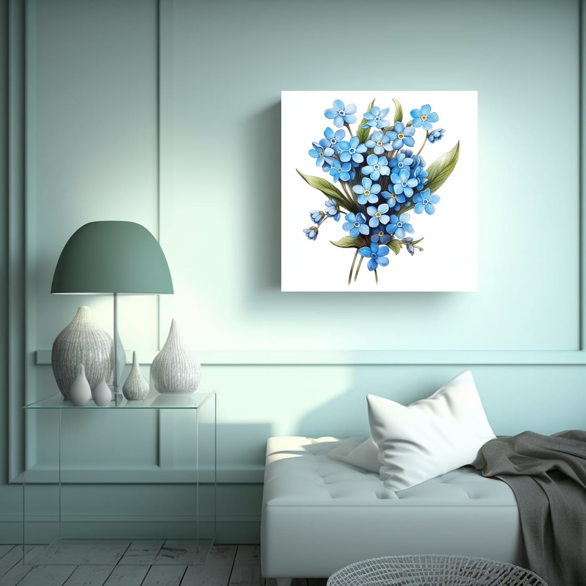 ARMONÍA DE COLORES CON FLORES FORGET-ME-NOT EN 40X40 CM - 2