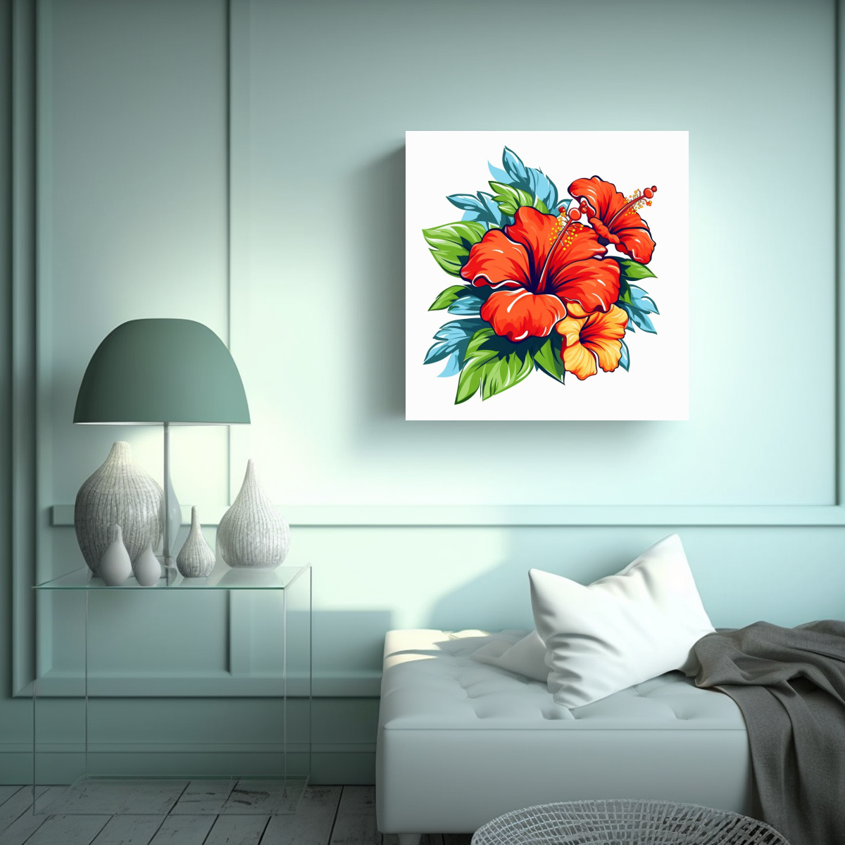CUADRO DECORATIVO PROFUNDIDAD CREATIVA: HIBISCUS 70X70 CM - 2