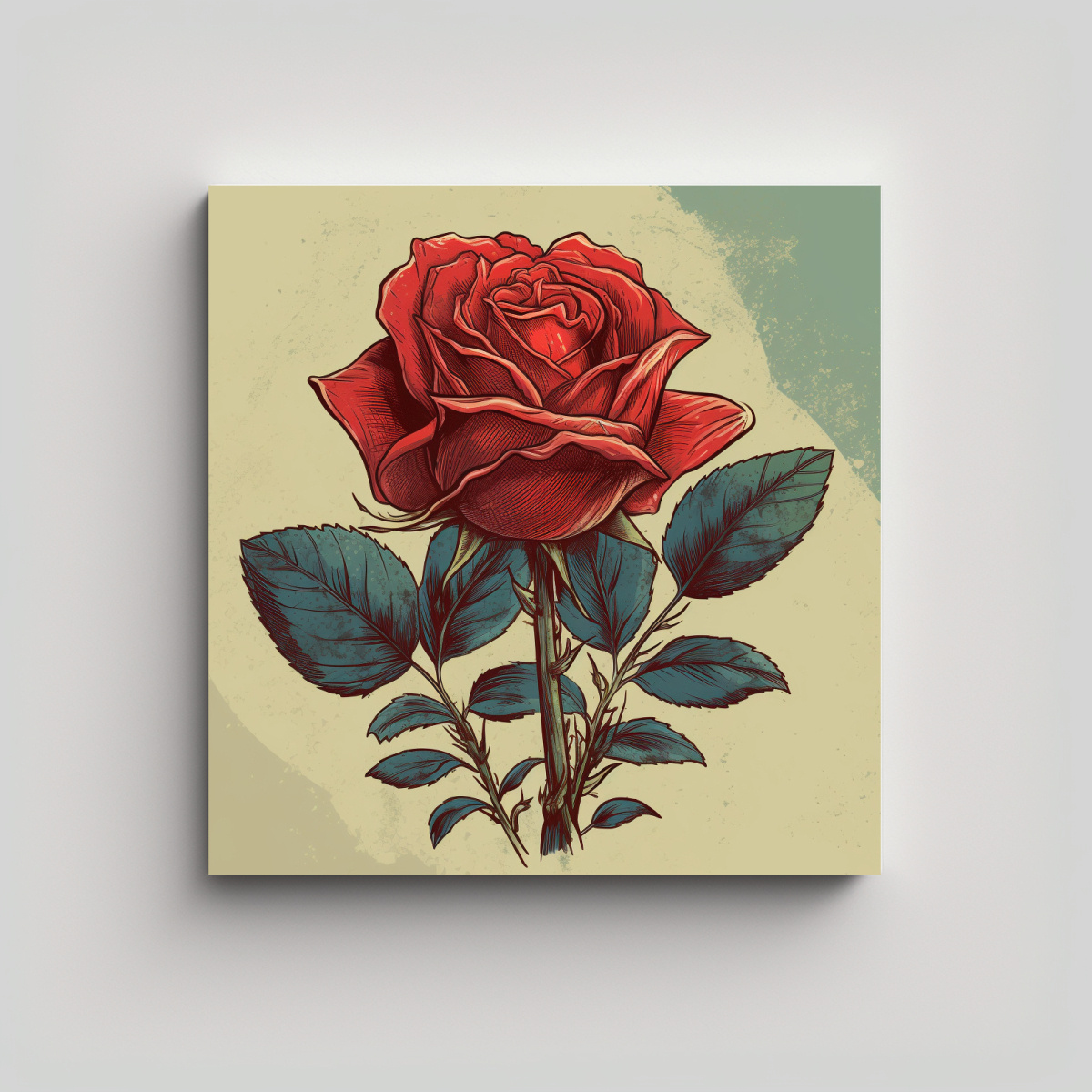 DISEÑO IMPACTANTE: CUADRO ILUSTRATIVO DE ROSA 30X30 CM - 1