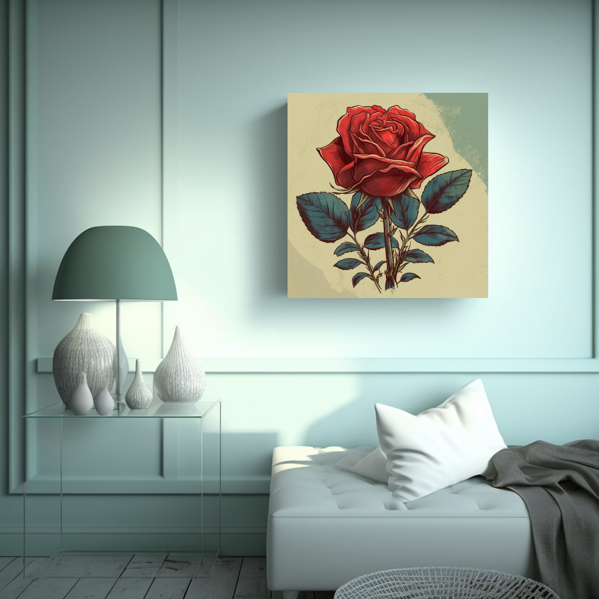 DISEÑO IMPACTANTE: CUADRO ILUSTRATIVO DE ROSA 30X30 CM - 2