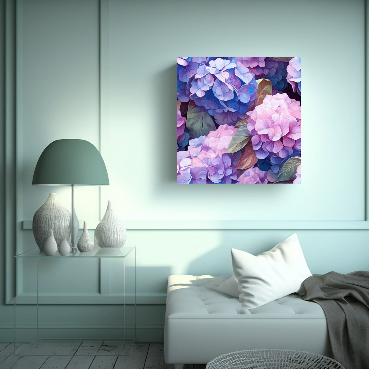 COMPOSICIÓN INTRINCADA DE HYDRANGEAS EN ESTILO 60X60 CM - 2