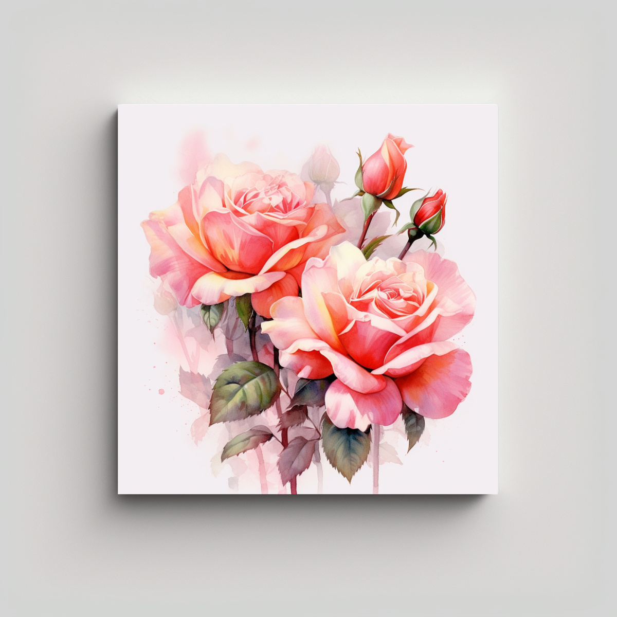 CUADRO DECORATIVO ABSTRACTO CON ROSAS ROSADAS DE 70X70 CM - 1
