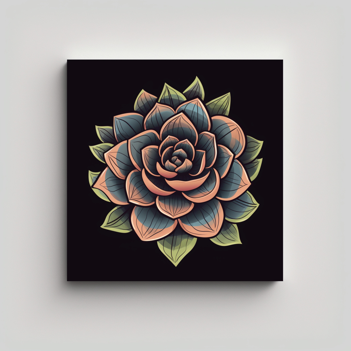 ARTE DE SUCULENTAS BOHO EN CUADRO DECORATIVO PARA 20X20 CM - 1