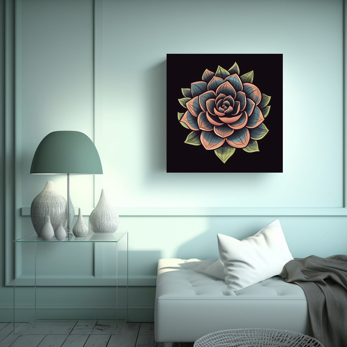 ARTE DE SUCULENTAS BOHO EN CUADRO DECORATIVO PARA 20X20 CM - 2