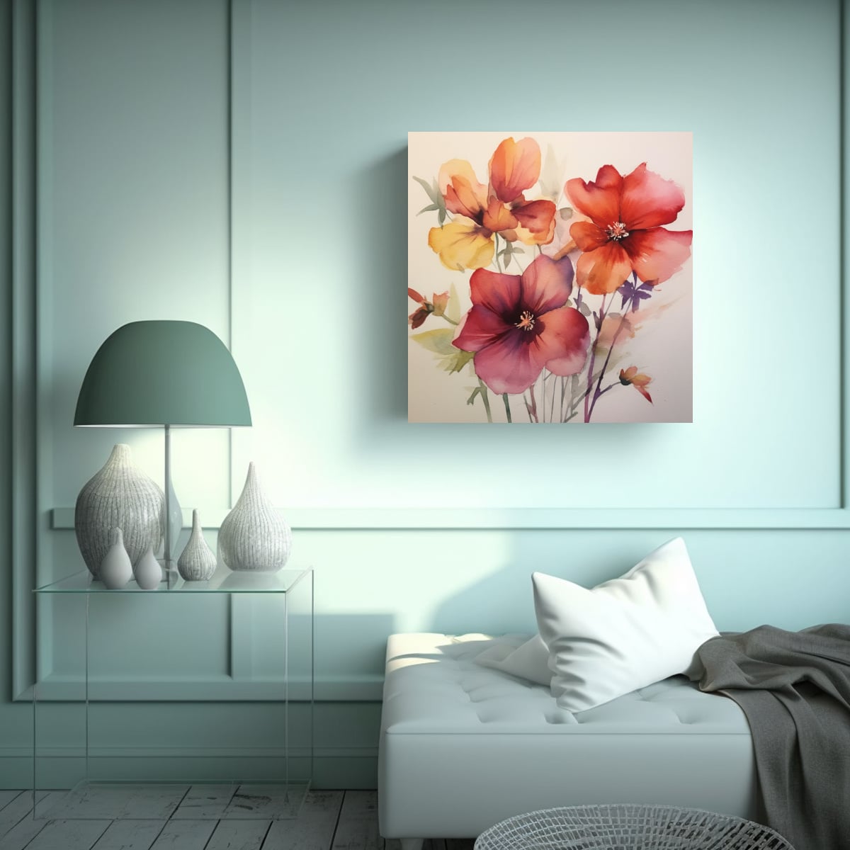 CUADRO DECORATIVO FANTÁSTICO CON FLORES EN 90X90 CM - 2