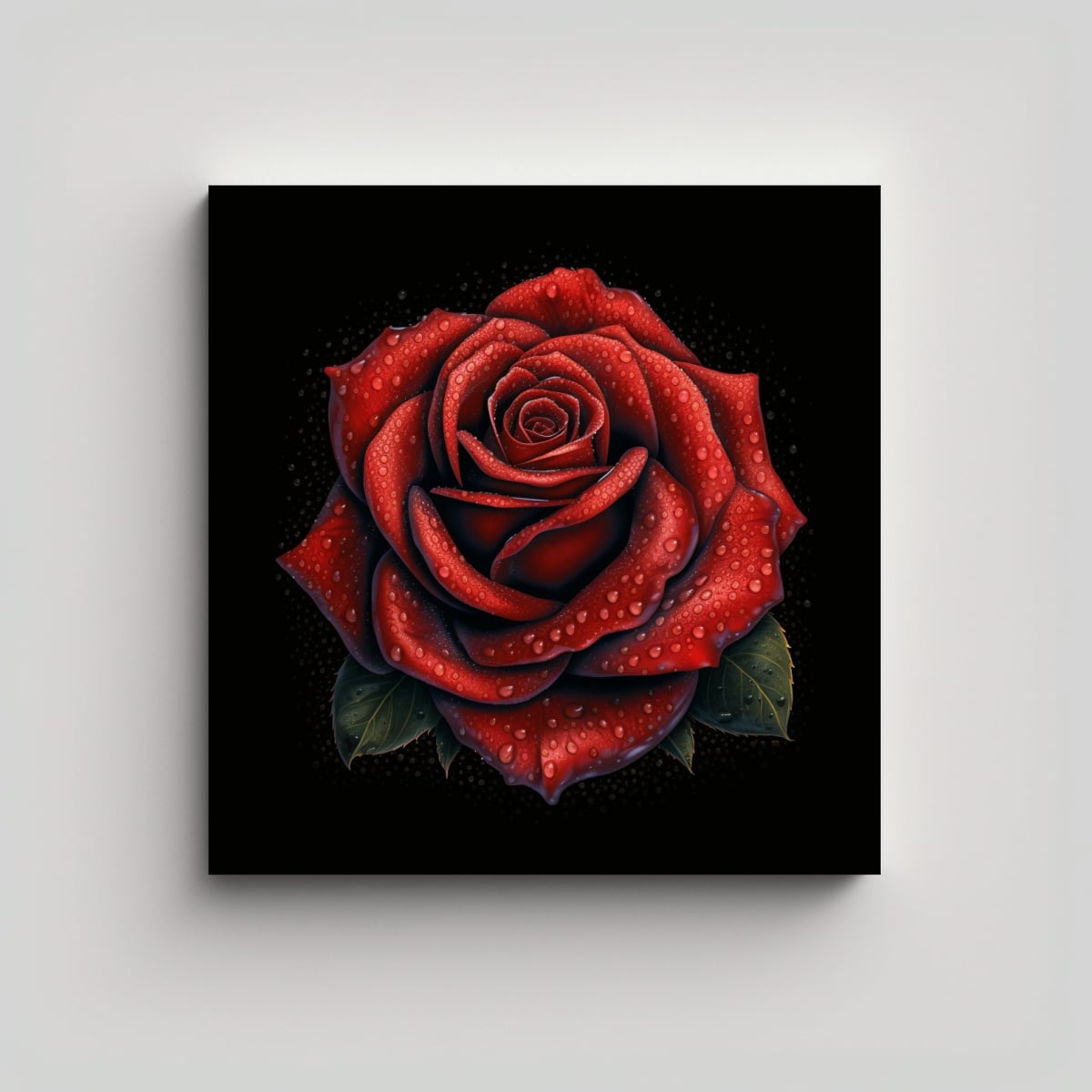 ROSA ROJA DE SAN VALENTÍN EN FONDO NEGRO: 80X80 CM - 1
