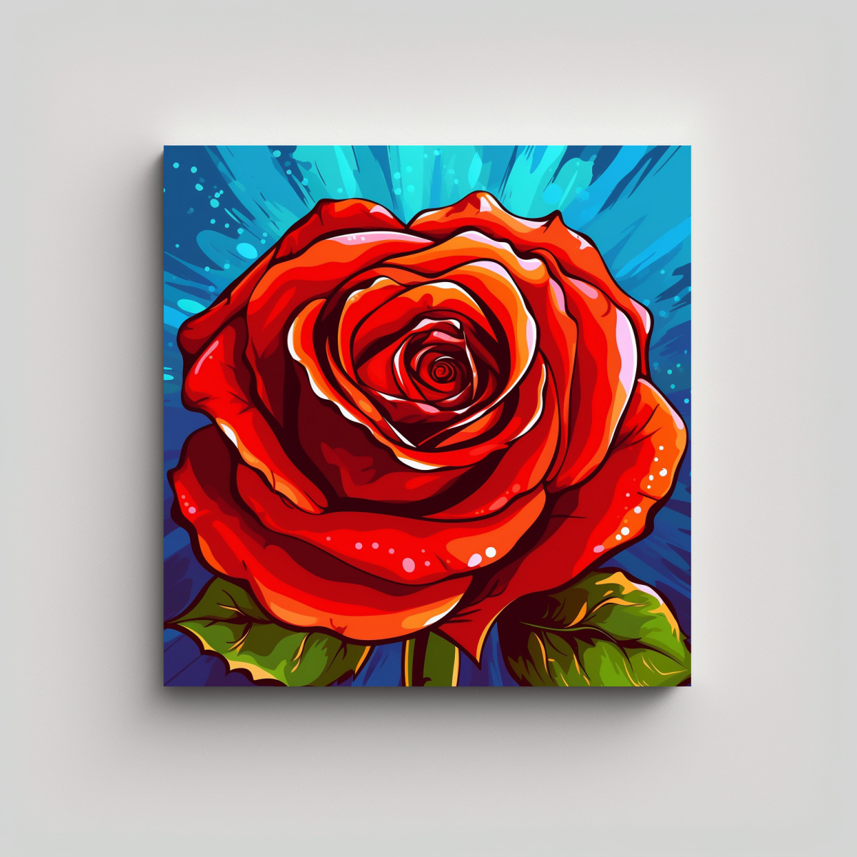 CUADRO INNOVADOR DE ROSA ROJA EN ESTILO POP ART 40X40 CM - 1