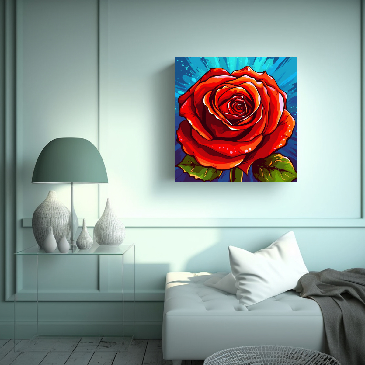 CUADRO INNOVADOR DE ROSA ROJA EN ESTILO POP ART 40X40 CM - 2