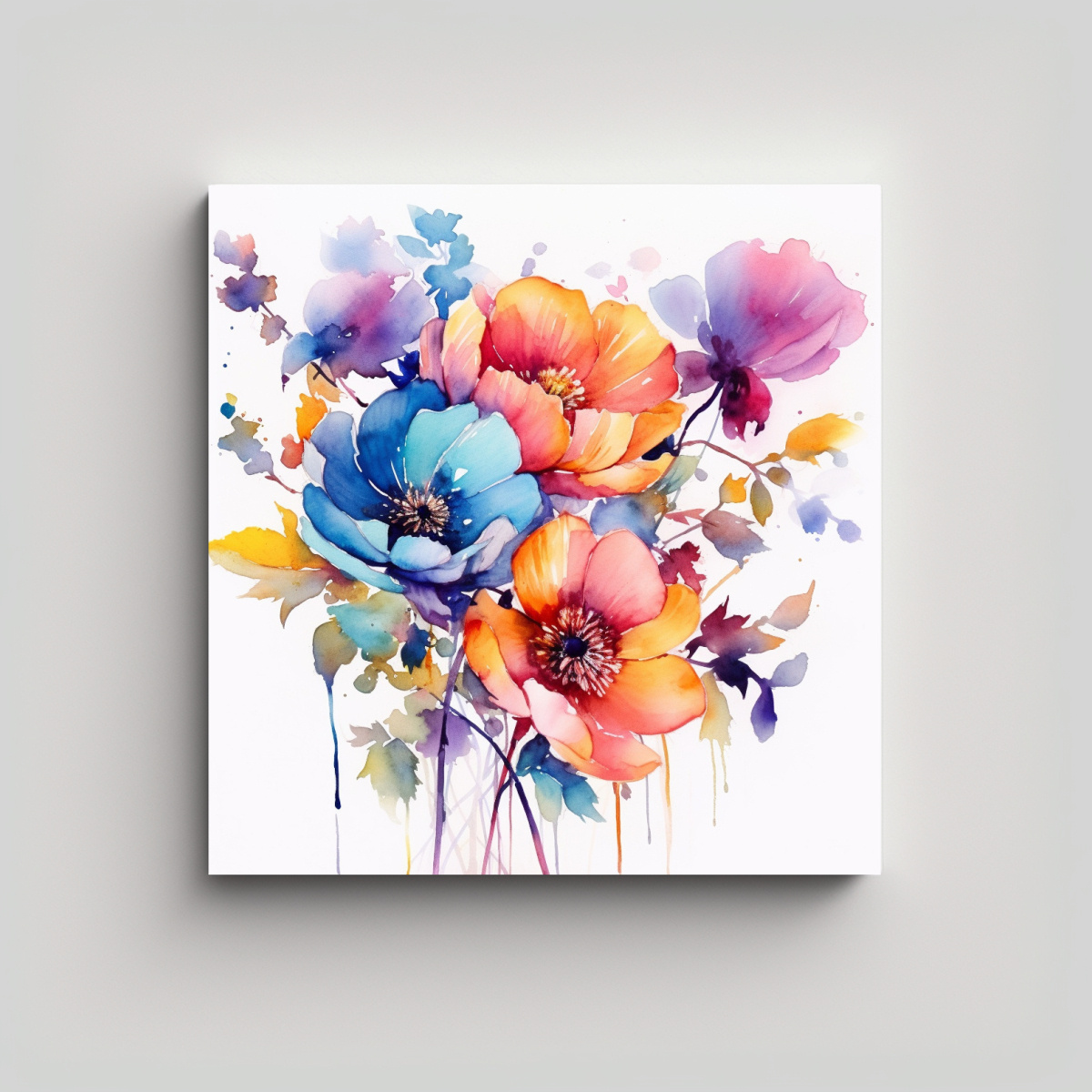 INSPIRACIÓN FLORAL EN ACUARELA: CUADROS 100X100 CM - 1