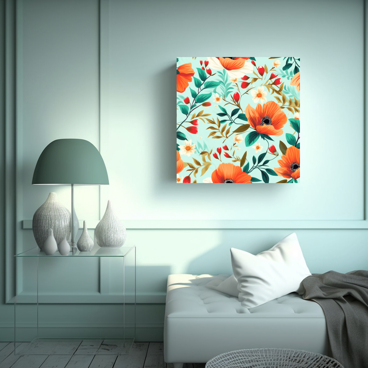 PATRÓN VINTAGE DE FLORES DE VERANO: COMPOSICIÓN 90X90 CM - 2