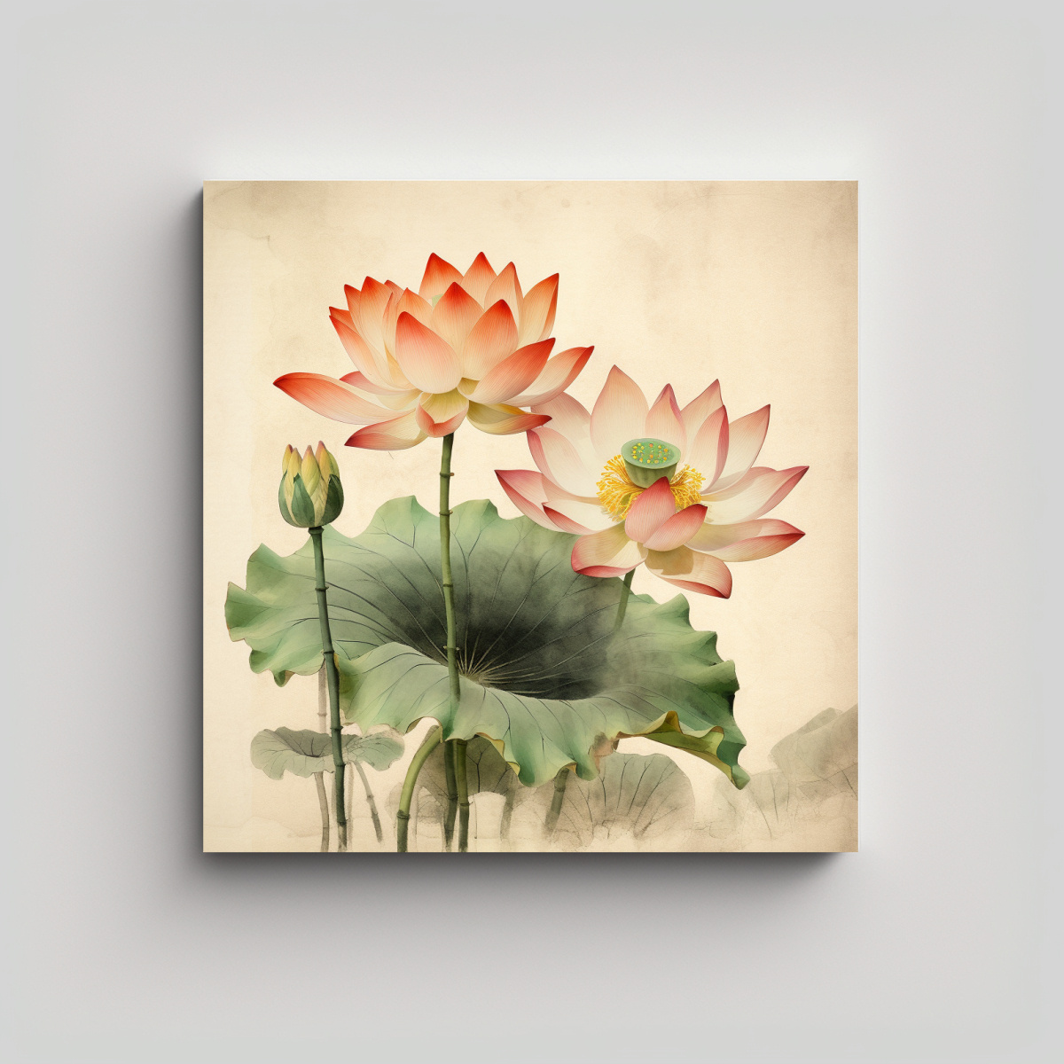 CUADRO DECORATIVO DE LOTUS EN MOVIMIENTO CON 60X60 CM - 1