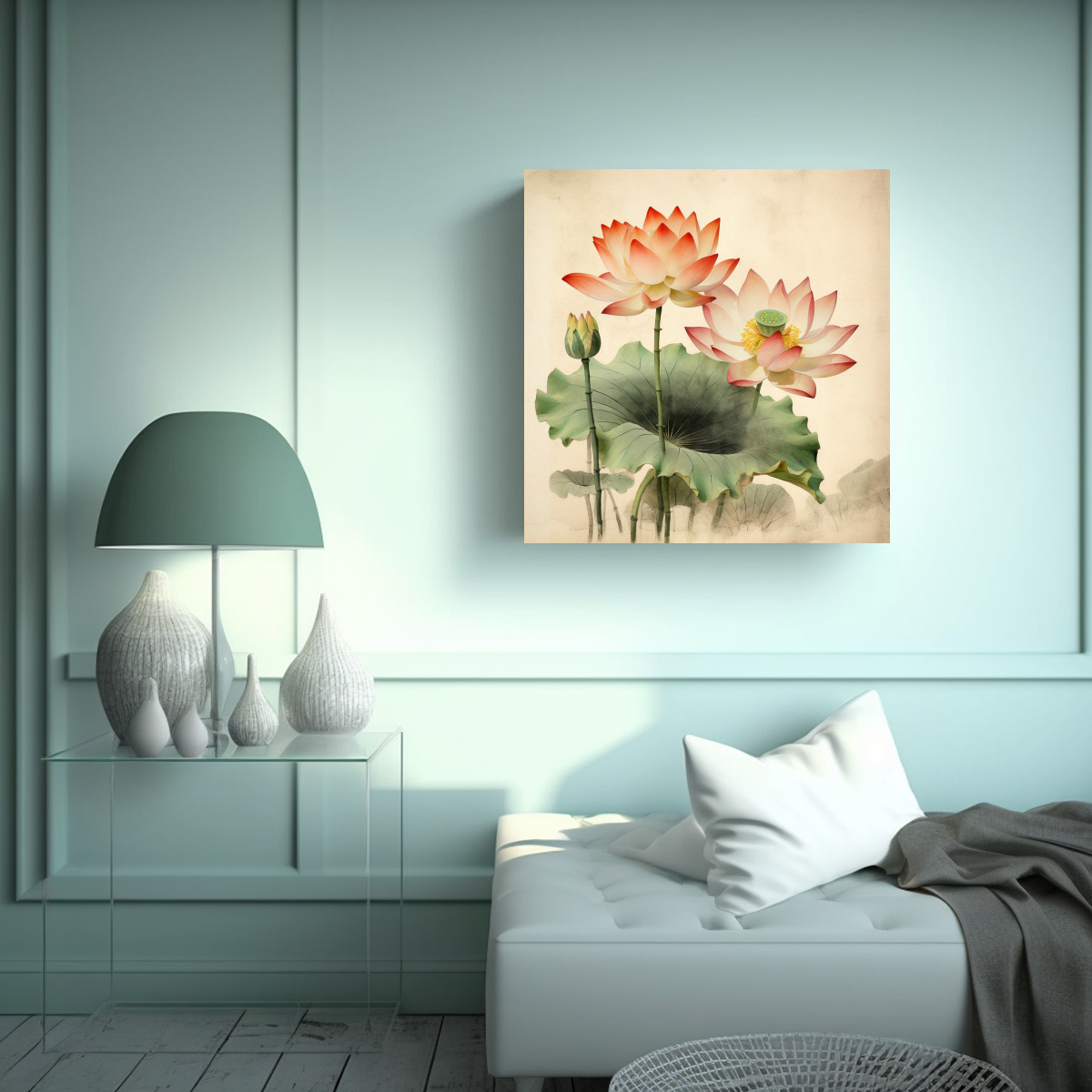 CUADRO DECORATIVO DE LOTUS EN MOVIMIENTO CON 60X60 CM - 2