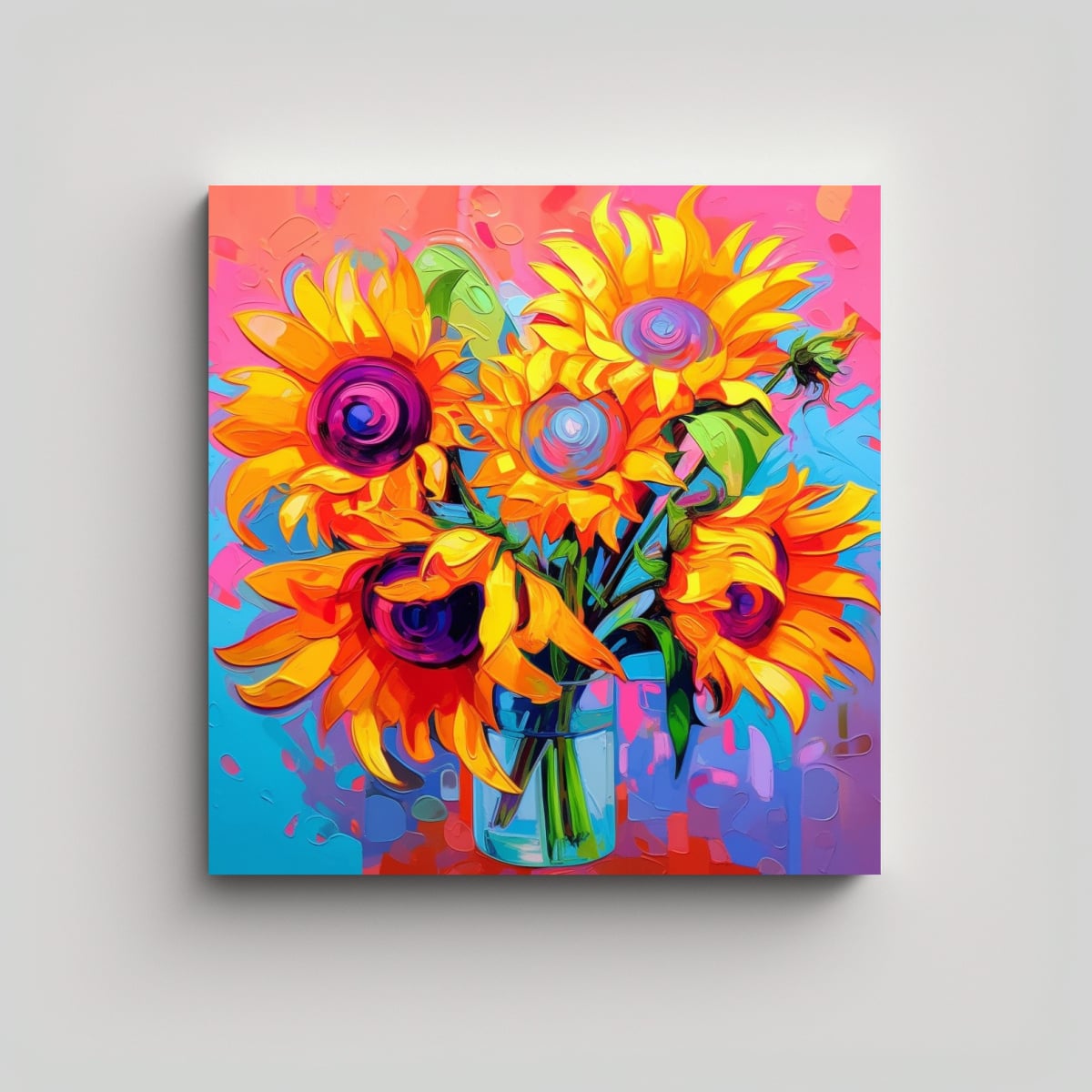CUADRO DECORATIVO ESCENARIO DE GIRASOLES AL 80X80 CM - 1