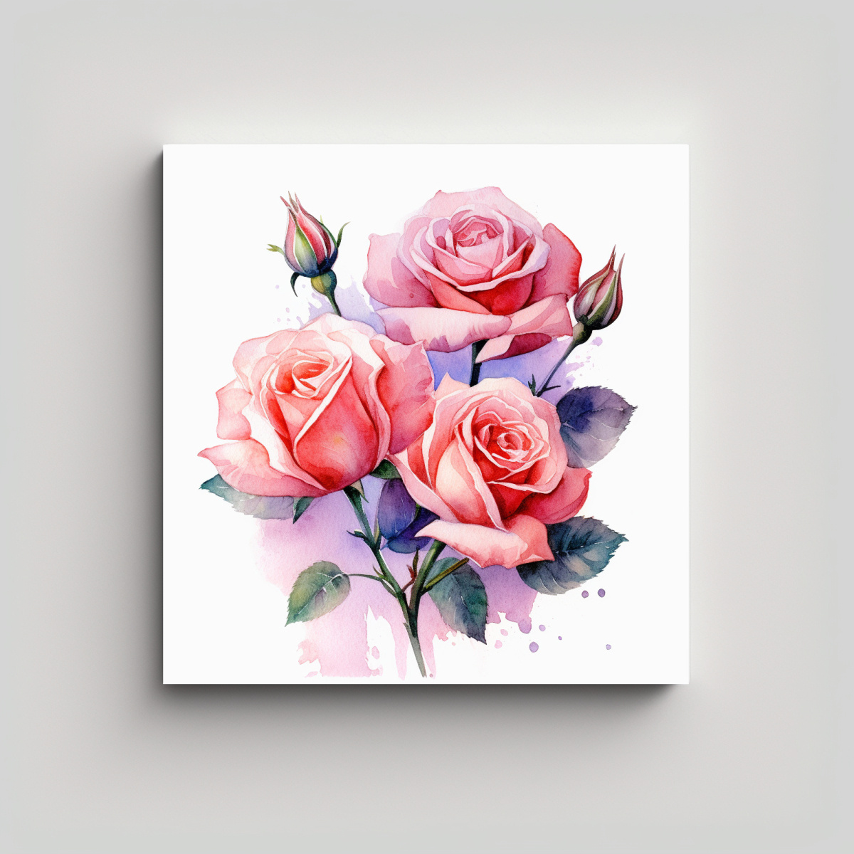 ESCENA CUADRADA: ROSAS ROSADAS REALISTAS CON 90X90 CM - 1