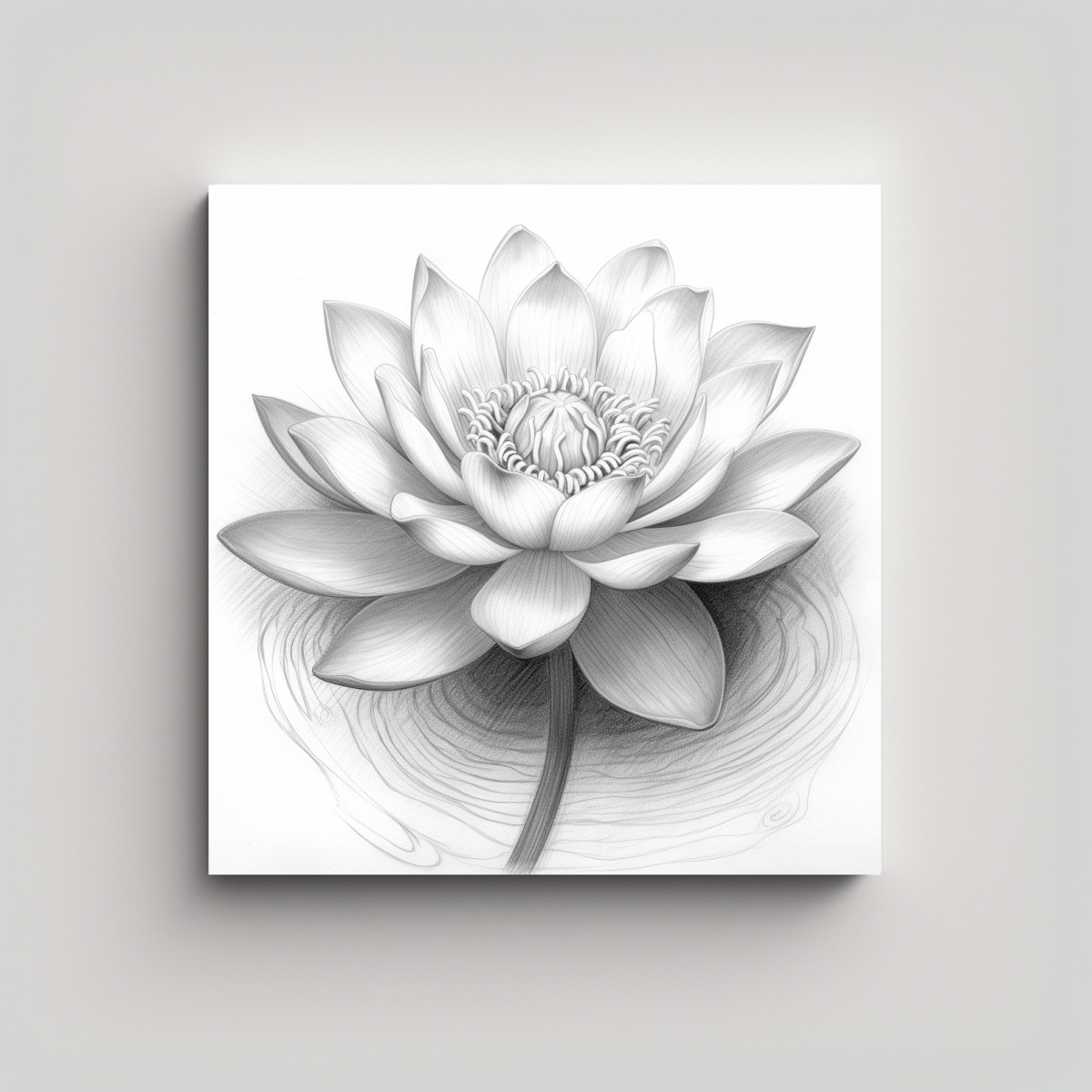 DIBUJO REALISTA DE FLOR DE LOTO EN PATRÓN 90X90 CM - 1