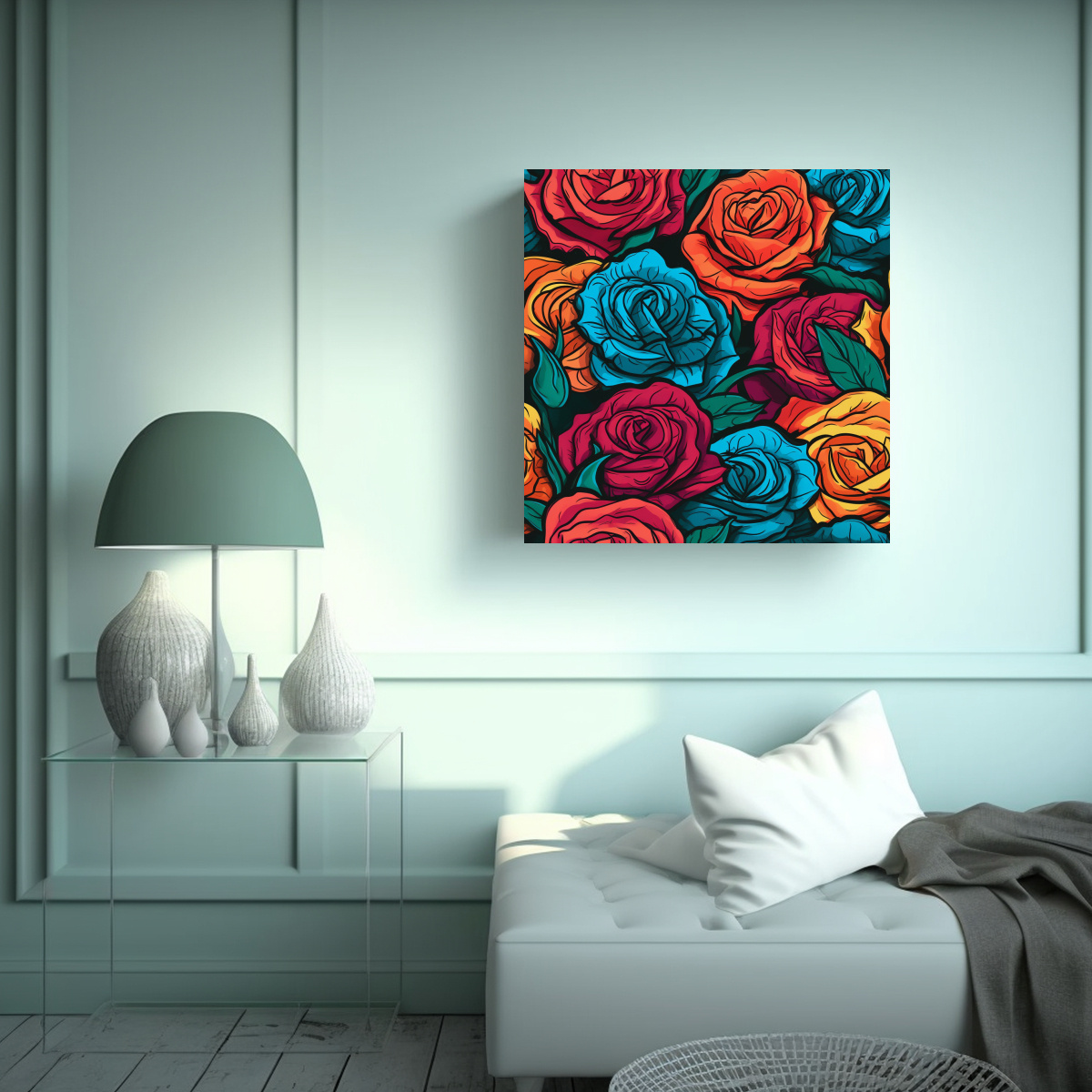 ILUSTRACIÓN EXCLUSIVA DE ROSAS EN ESTILO POP ART 20X20 CM - 2