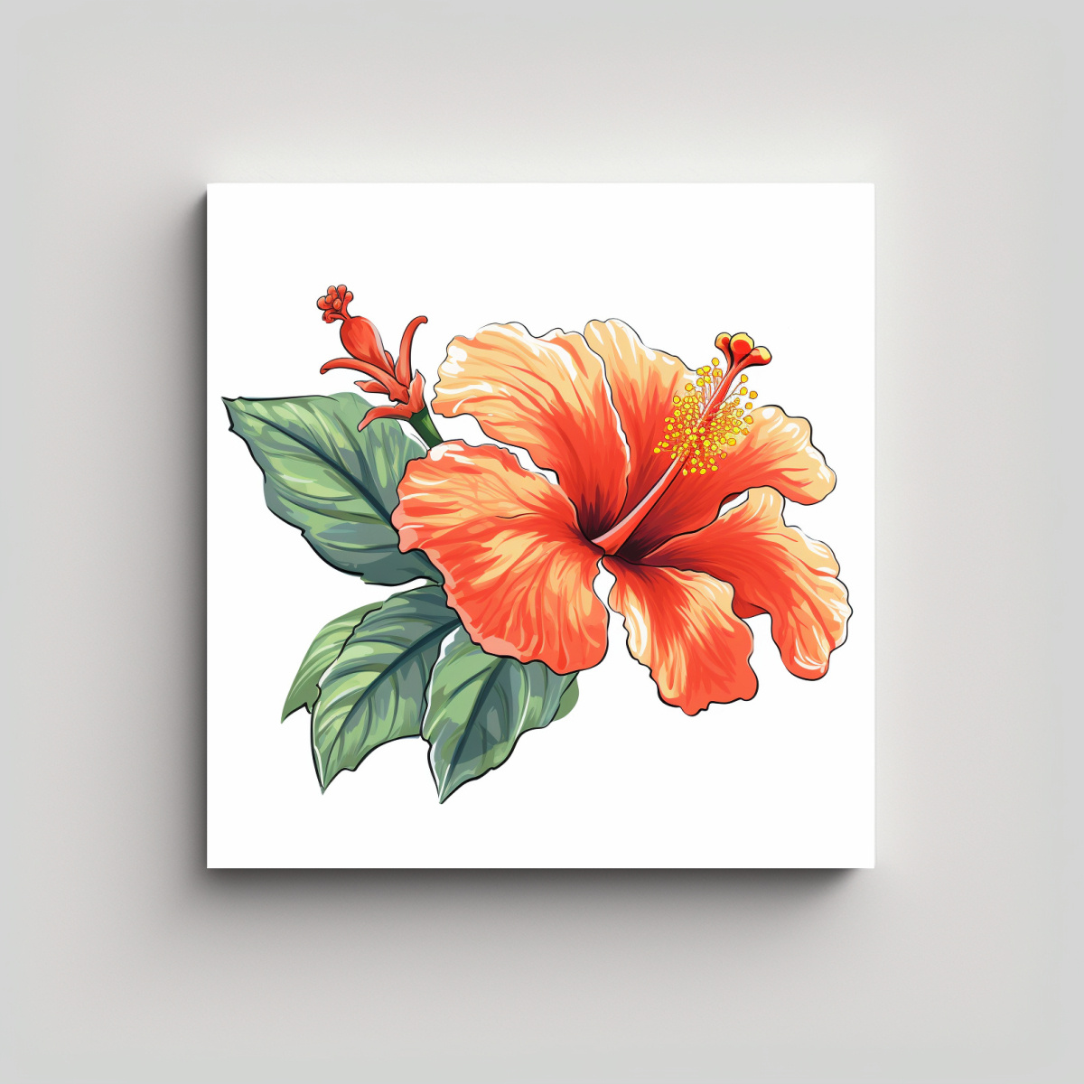 COMPOSICIÓN IMPACTANTE DE HIBISCUS EN VECTOR 2D, 100X100 CM - 1