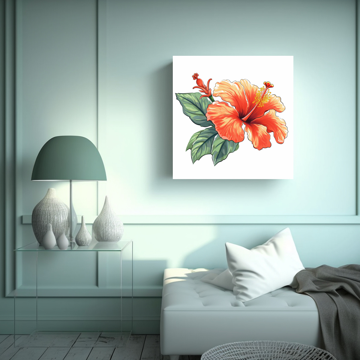 COMPOSICIÓN IMPACTANTE DE HIBISCUS EN VECTOR 2D, 100X100 CM - 2