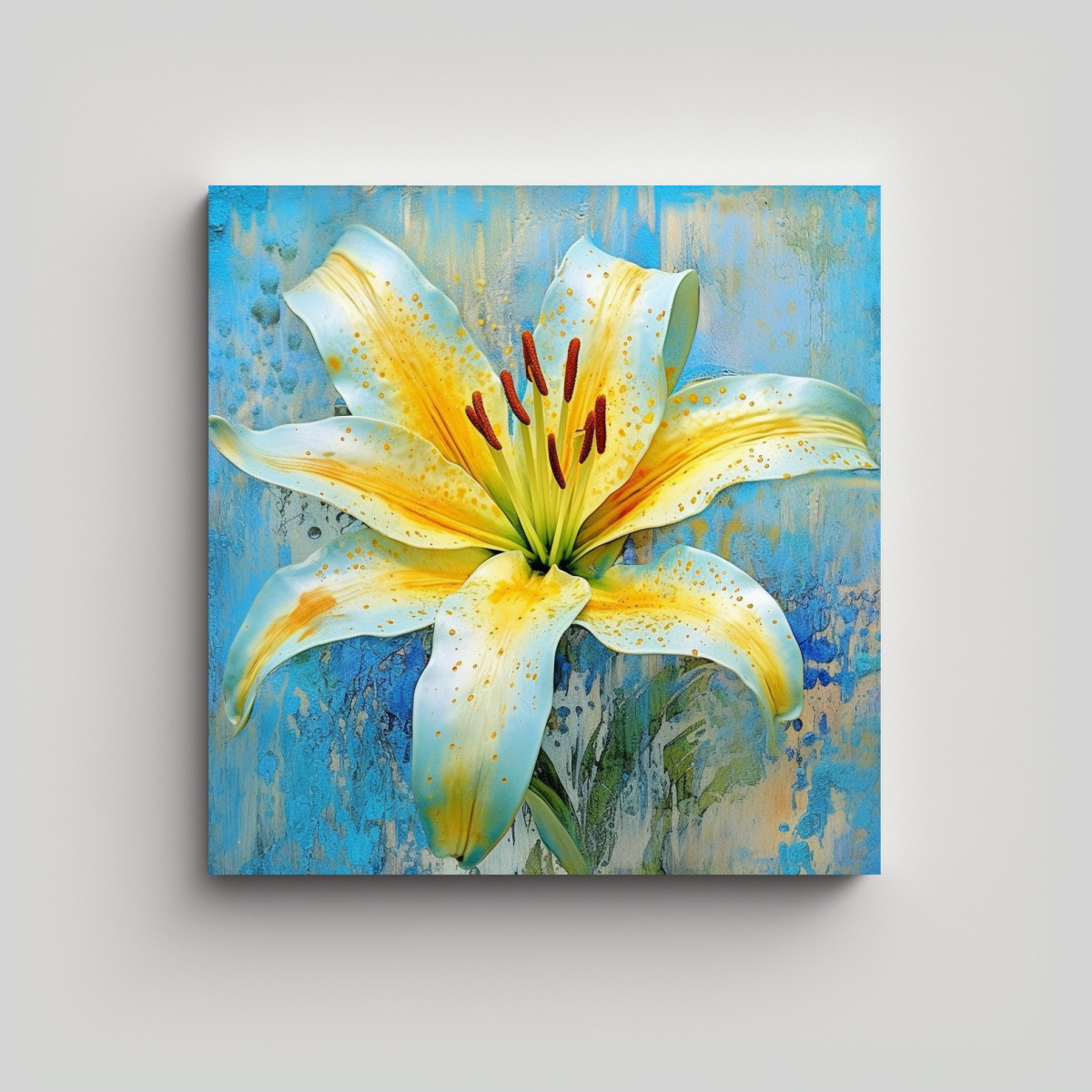 LIENZO ESTILO GALERIA: LILY COLORIDO CON PIGMENTO 20X20 CM - 1
