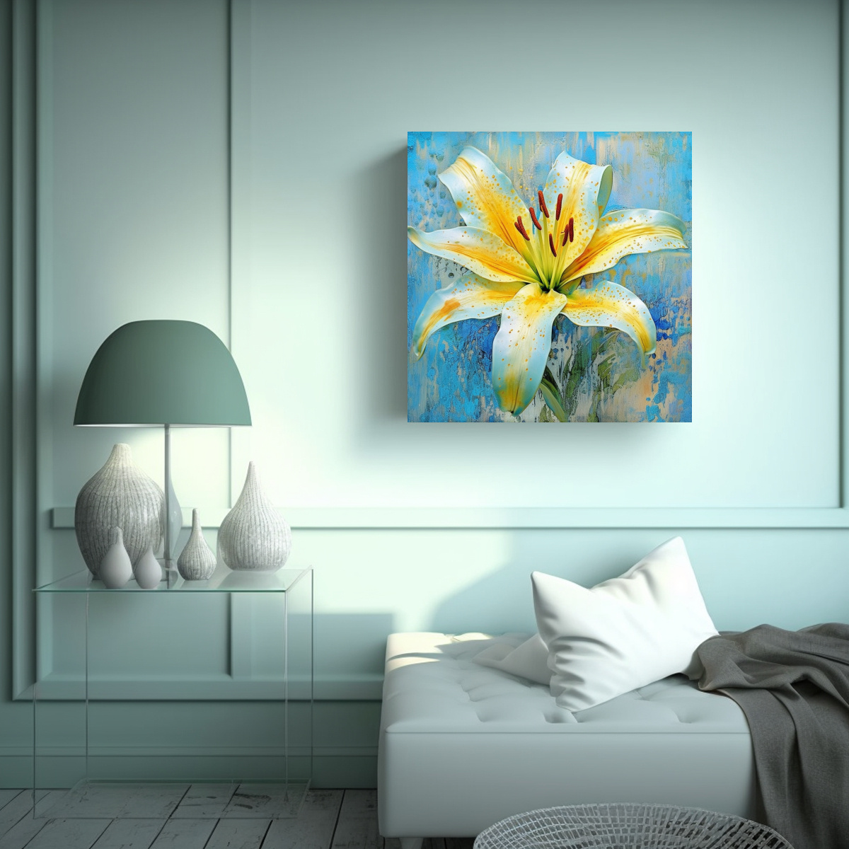 LIENZO ESTILO GALERIA: LILY COLORIDO CON PIGMENTO 20X20 CM - 2