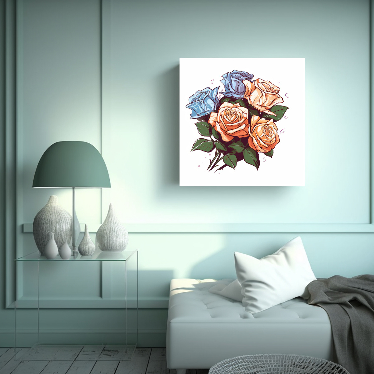 CUADRO DECORATIVO DE ROSAS: ESTILO GALERÍA Y 90X90 CM - 2