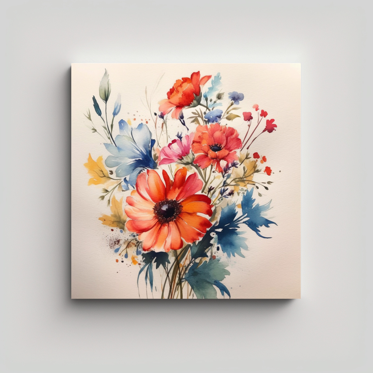 ELEGANTE CUADRO DE ARTE DE PARED EN ACUARELA 100X100 CM - 1