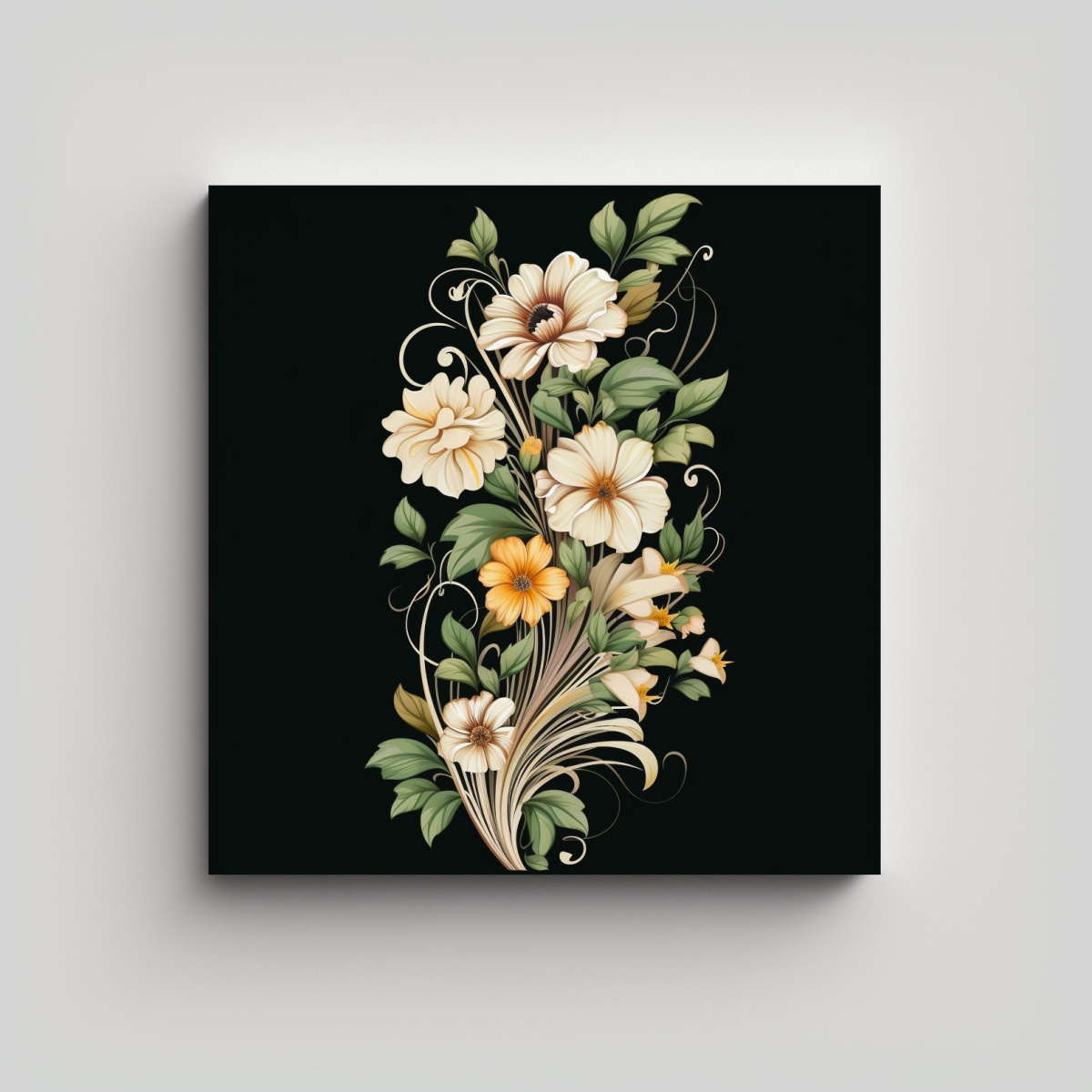 DISEÑO FLORAL MODERNO CON ROSAS Y MARGARITAS EN 30X30 CM - 1