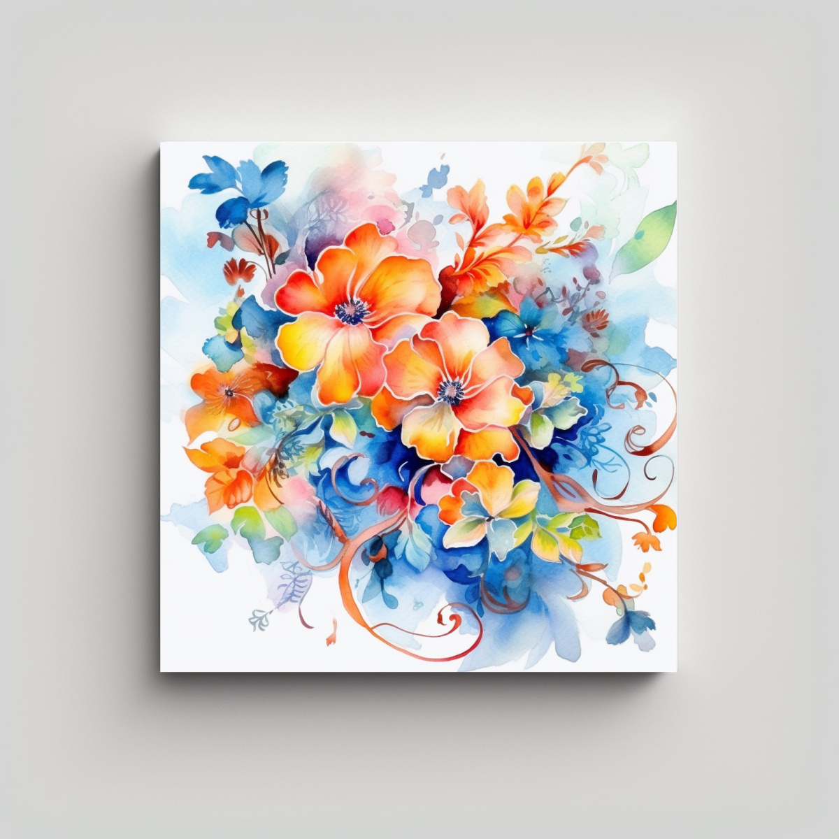 PATRÓN FLORAL EN ACUARELA Y ARMONÍA INTENSA DE 50X50 CM - 1