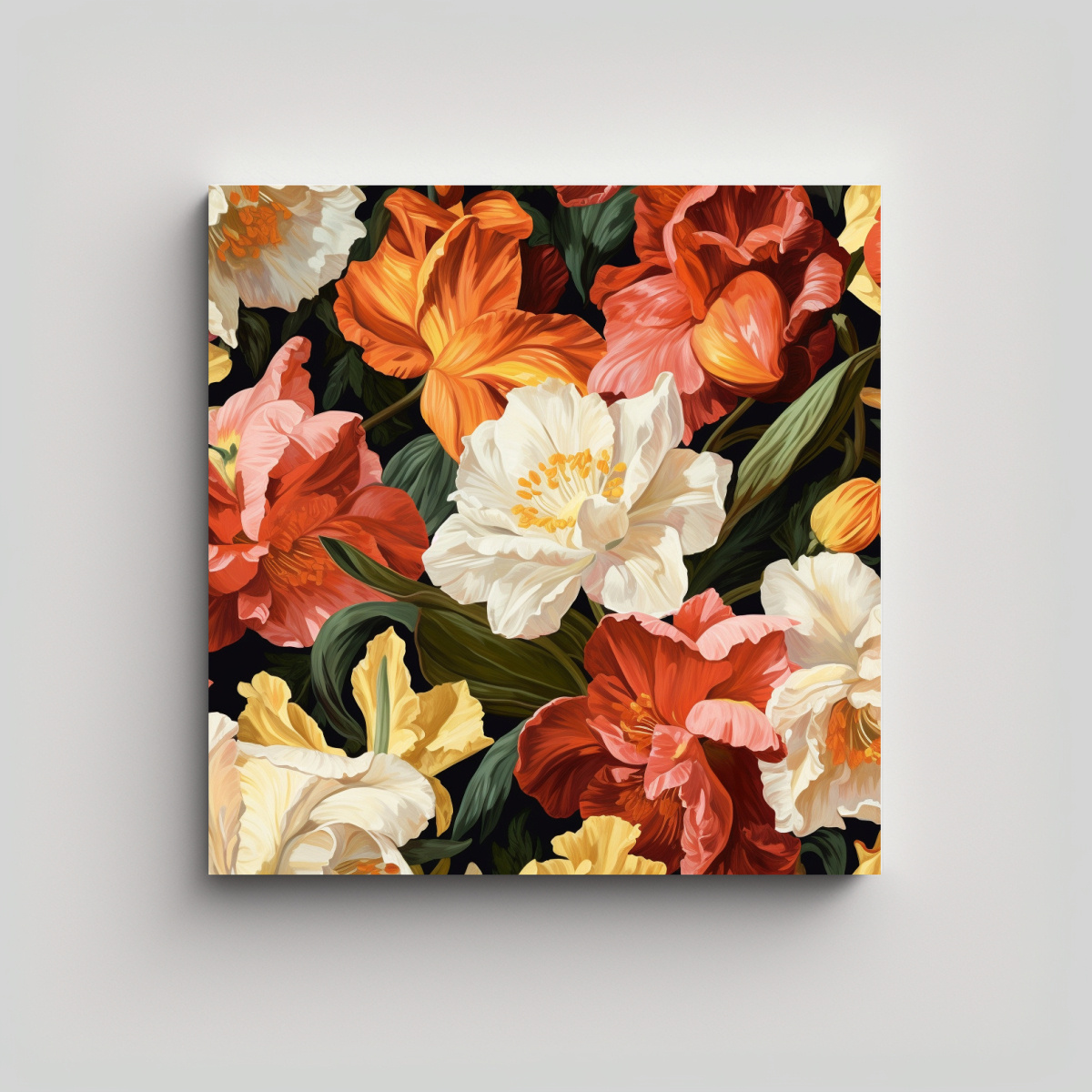 CUADRO ÚNICO CON PATRÓN INTENSO DE FLORES 50X50 CM - 1
