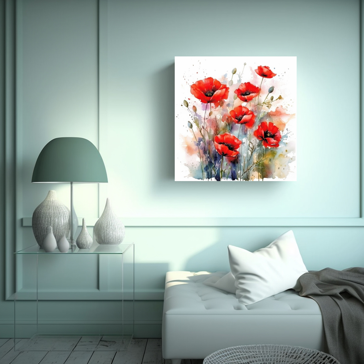 COMPOSICIÓN MÁGICA DE AMAPOLAS ROJAS EN 30X30 CM - 2