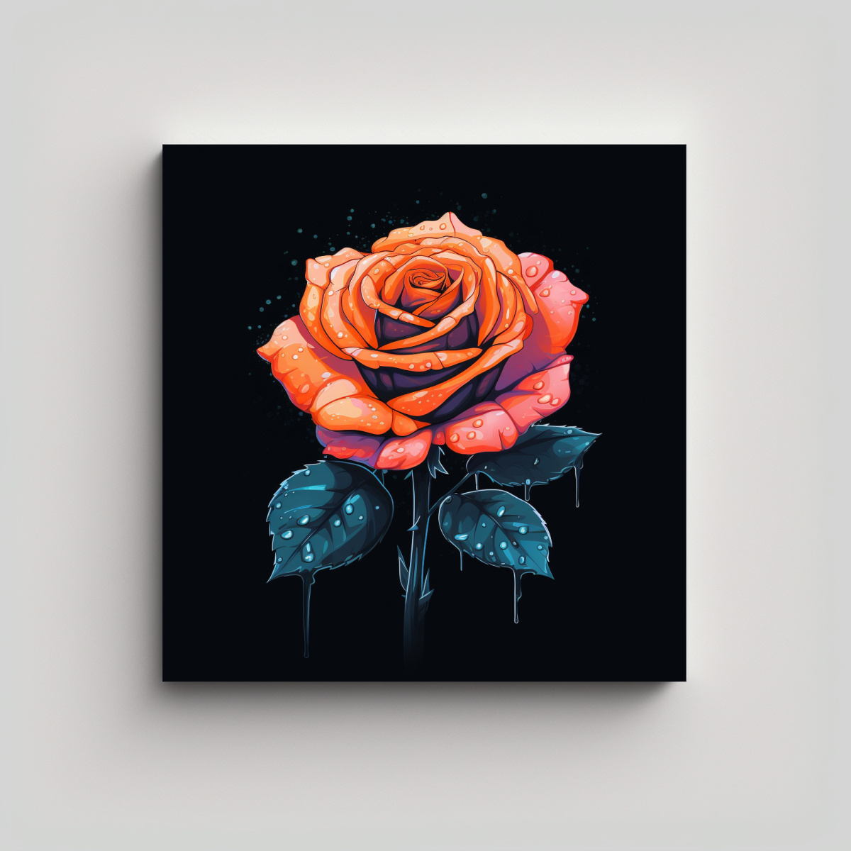 CUADRO EXCLUSIVO: ROSA DE VERANO VECTORIZADA EN 70X70 CM - 1