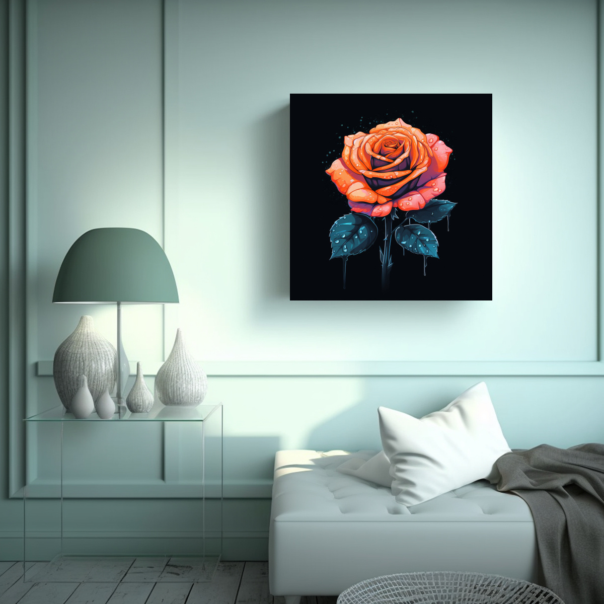 CUADRO EXCLUSIVO: ROSA DE VERANO VECTORIZADA EN 70X70 CM - 2