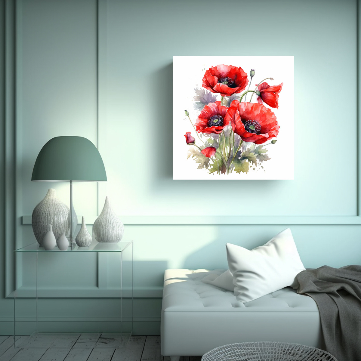 PATRÓN INTENSO DE LINDAS AMAPOLAS ROJAS EN 40X40 CM - 2