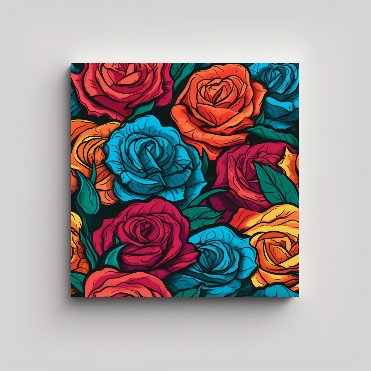 ILUSTRACIÓN EXCLUSIVA DE ROSAS EN ESTILO POP ART 70X70 CM - 1