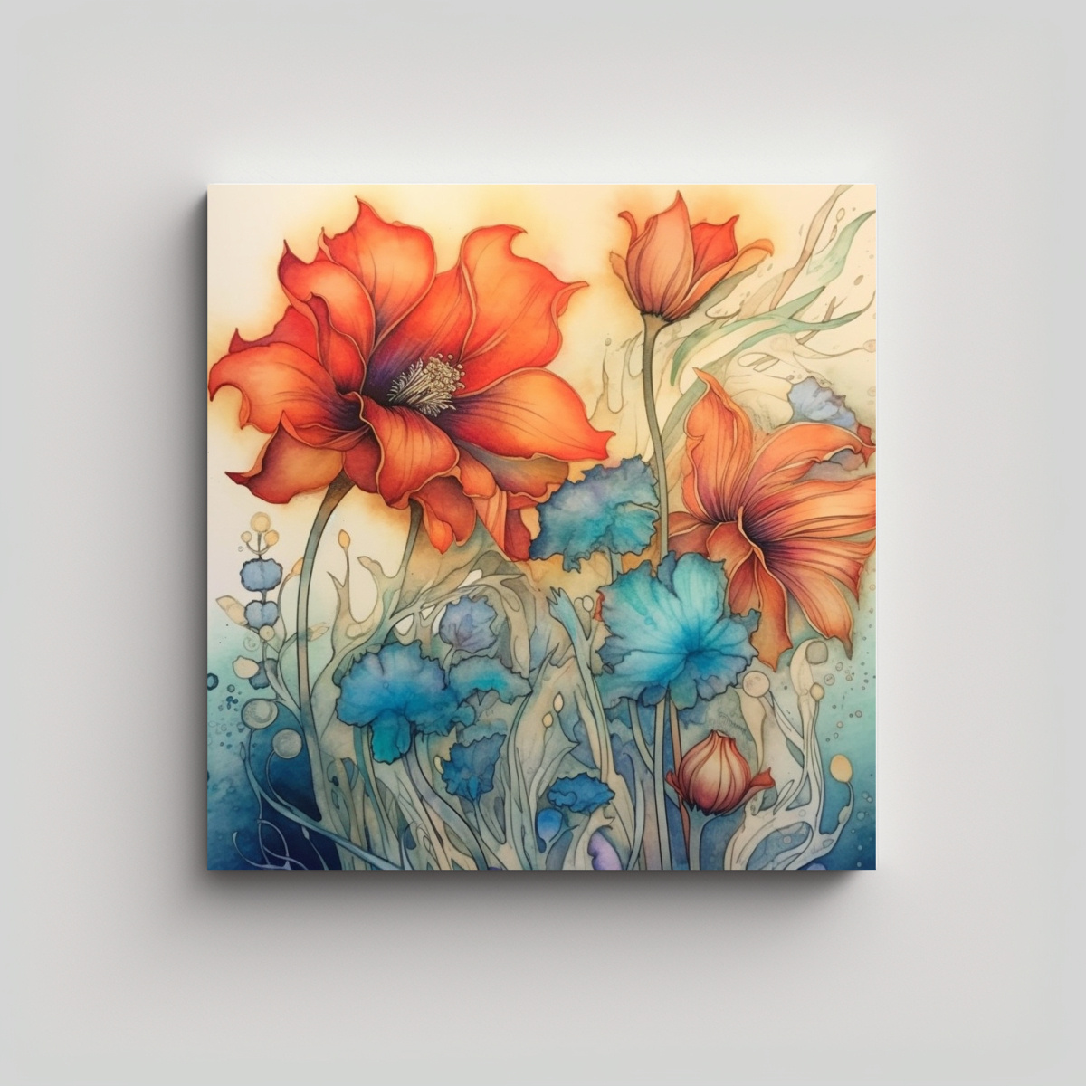 ARTE MINIMALISTA: IRIDISCENCIA EN TONOS FLORALES 80X80 CM - 1