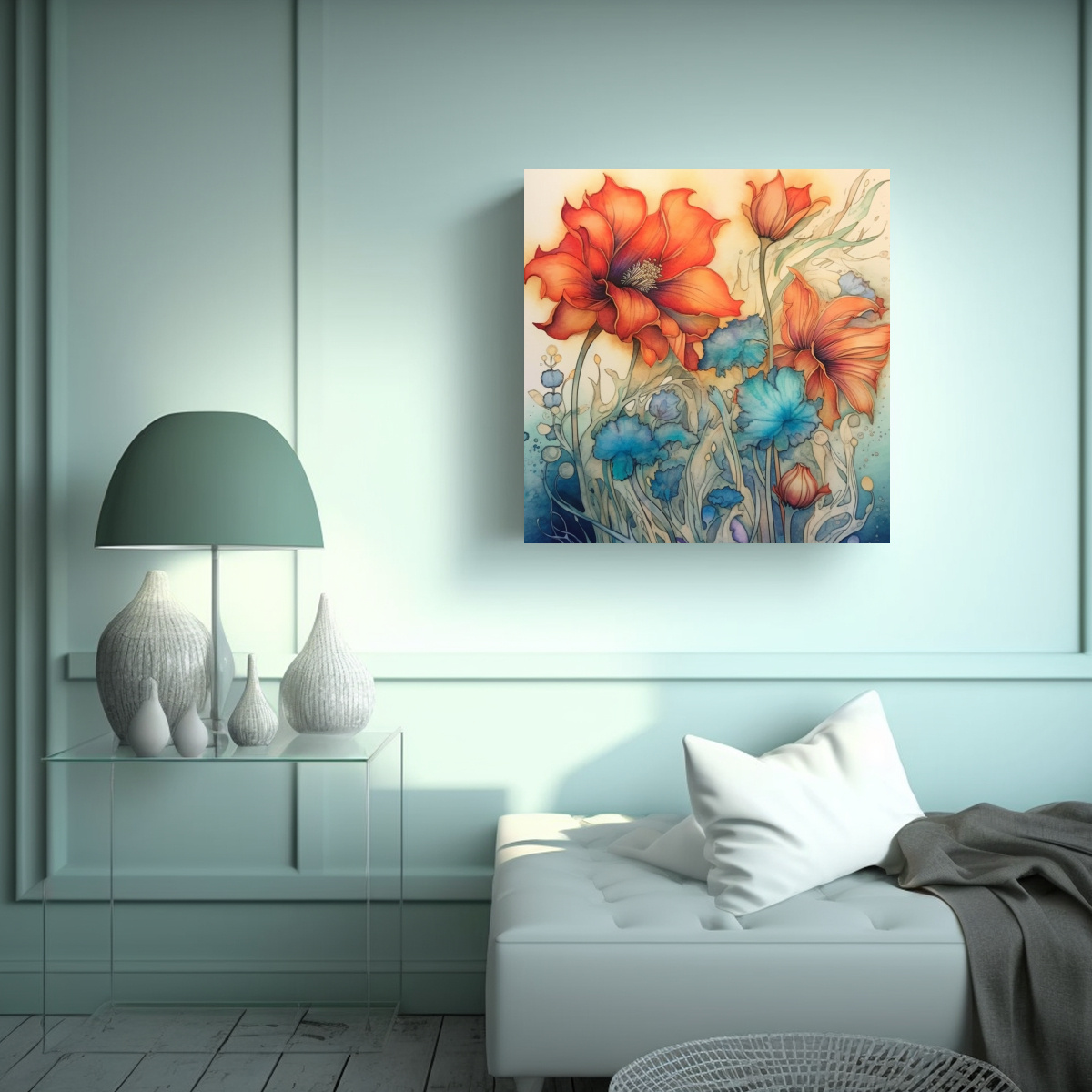 ARTE MINIMALISTA: IRIDISCENCIA EN TONOS FLORALES 80X80 CM - 2
