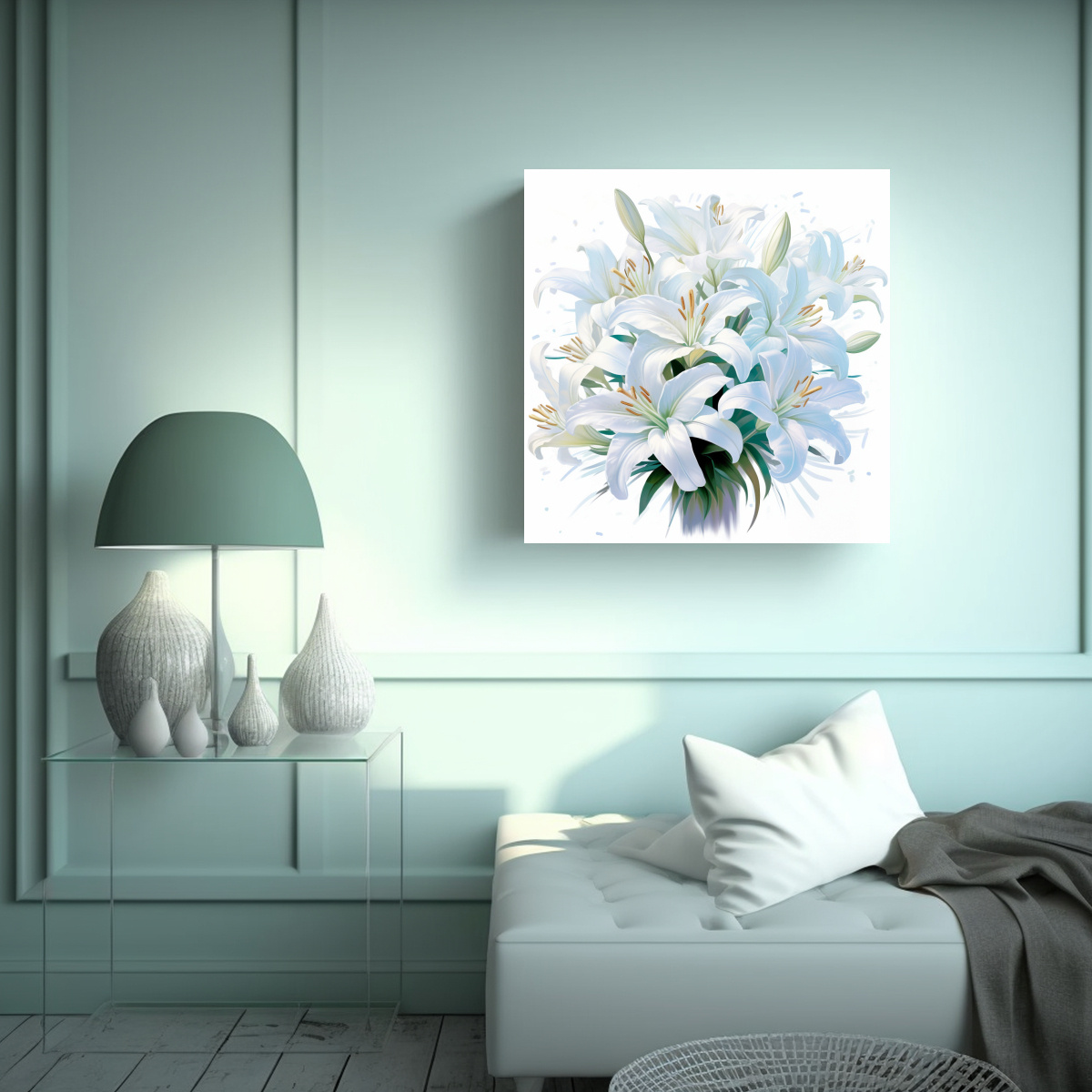 LIENZO DECORATIVO DE IMPACTO: FONDO AZUL CON 60X60 CM - 2
