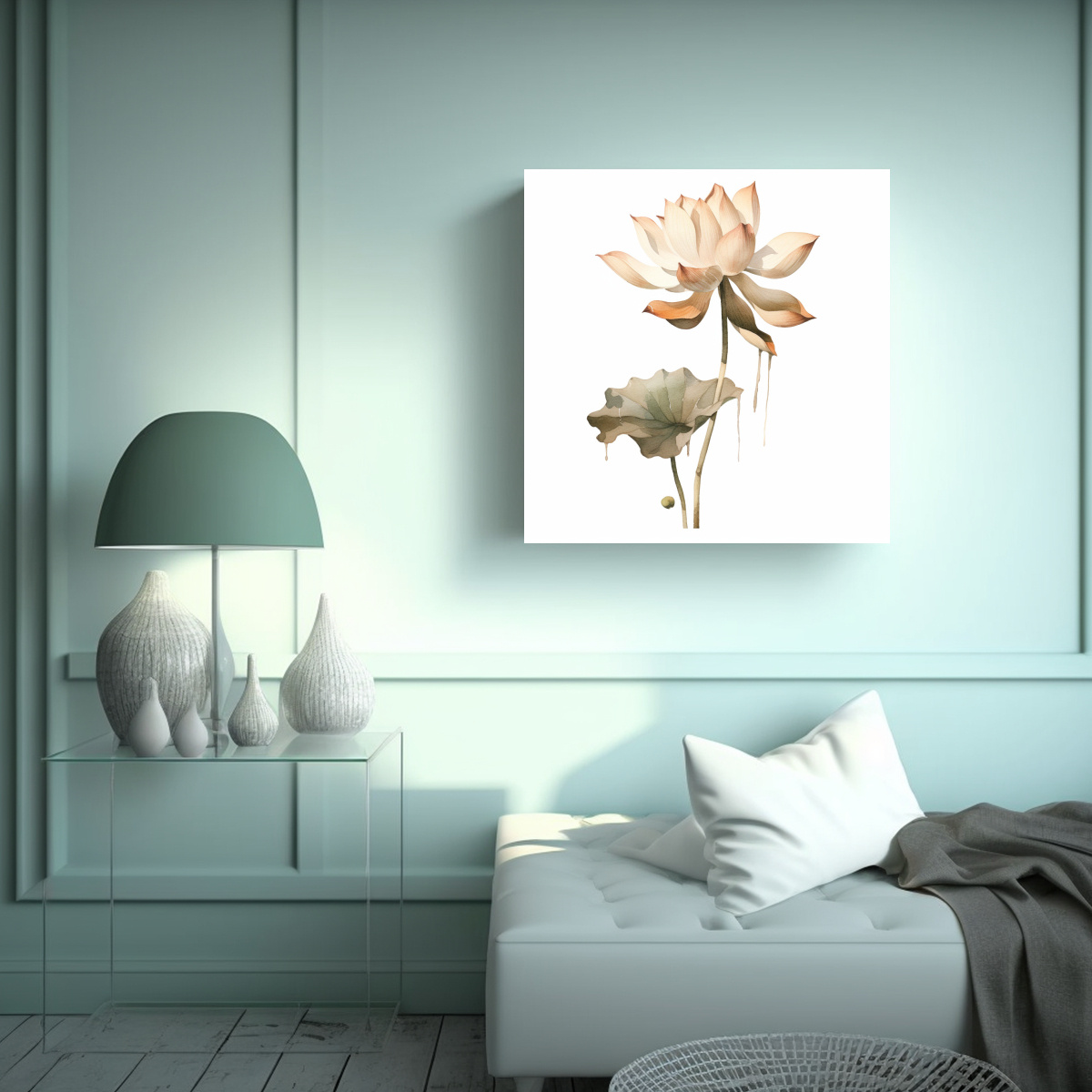 CUADRO DECORATIVO CANVA: SINGLE LOTUS EN 100X100 CM - 2