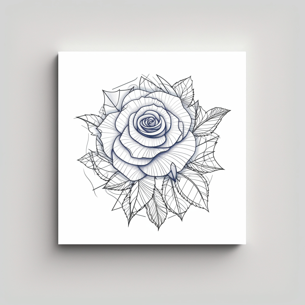 CUADRO DECORATIVO ROSA GEOMÉTRICA EN LÍNEA FINA 70X70 CM - 1