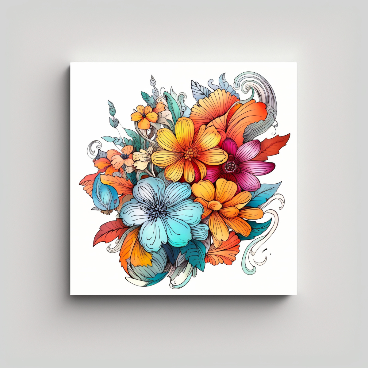 FOTOGRAFÍA DE FLORES VIBRANTES EN CUADRO 90X90 CM - 1