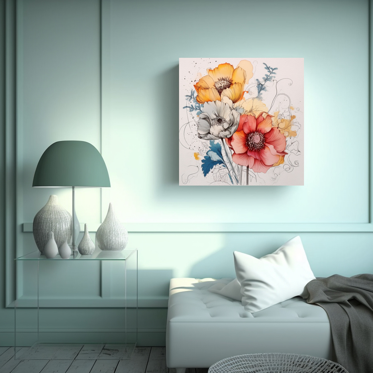 ARTE DE PARED VINTAGE CON VARIACIONES DE DIBUJOS 90X90 CM - 2